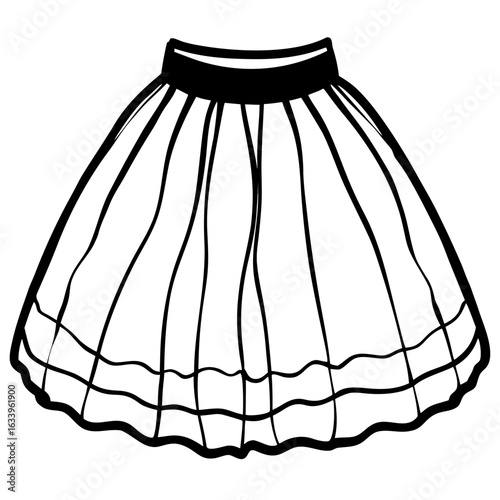 Tulle Skirt Vector on White