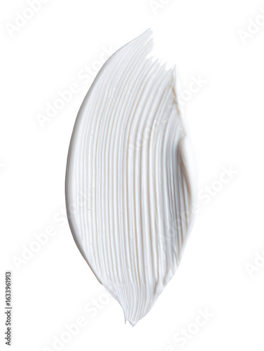 White cosmetic cream texture swatch isolated on transparent background