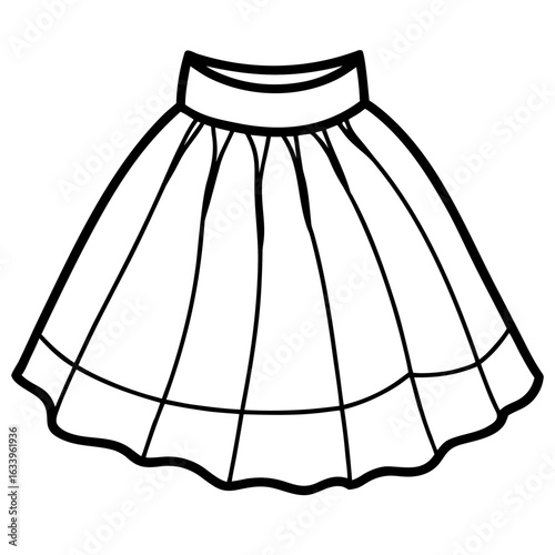 Tulle Skirt Vector on White