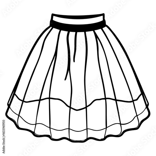 Tulle Skirt Vector on White