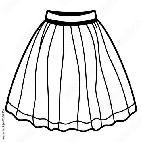 Tulle Skirt Vector on White