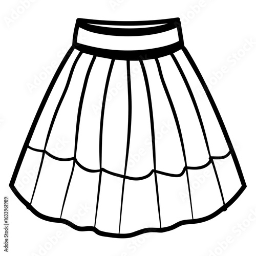Tulle Skirt Vector on White