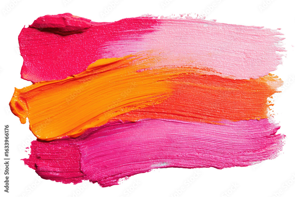 Fototapeta premium Abstract paint strokes in varying shades of pink and orange