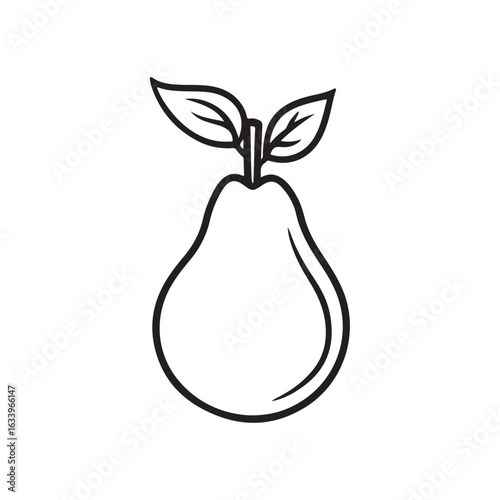 Vector illustration of a pear with a natural shape and fresh colors, available in a whole version with attractive leaves.