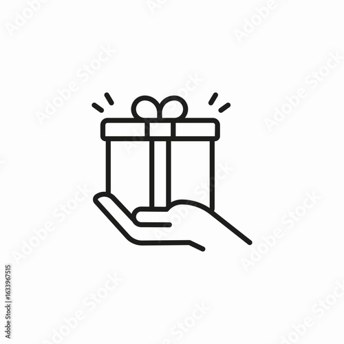 hand holding gift icon sign vector