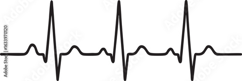 ECG Heartbeat Line on White Background