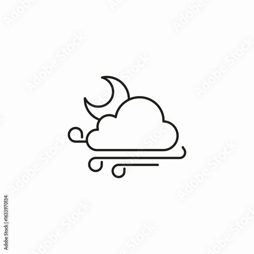 windy cloudy night icon sign vector