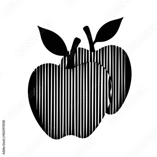Abstract apple silhouette with vertical lines, optical illusion and modern design