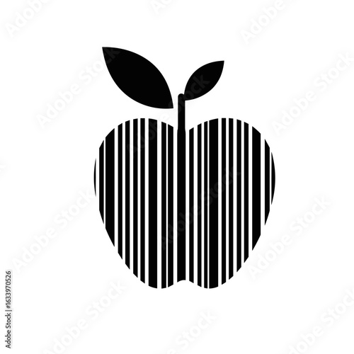 Barcode apple silhouette, symbol of balanced diet and nutrition