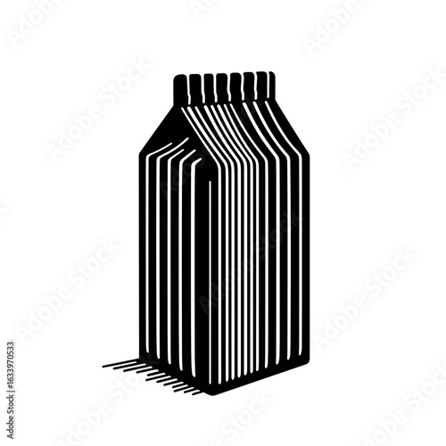 Abstract black and white milk carton silhouette, concept of dairy and minimalism