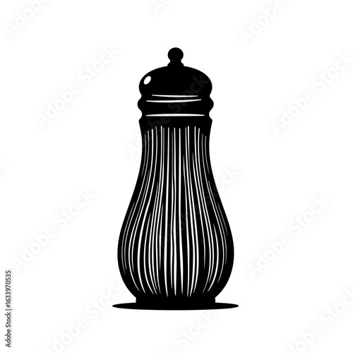 Abstract salt shaker silhouette using vertical lines, modern graphic design