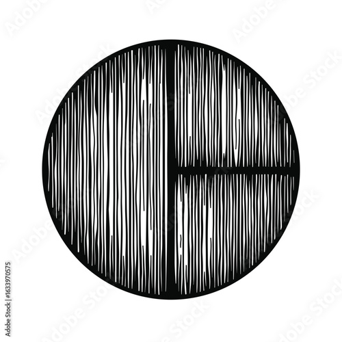 Optical illusion of abstract plate with portion sizes, modern graphic design