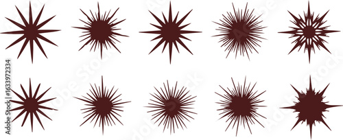 Collection of abstract starburst and spiky floral elements