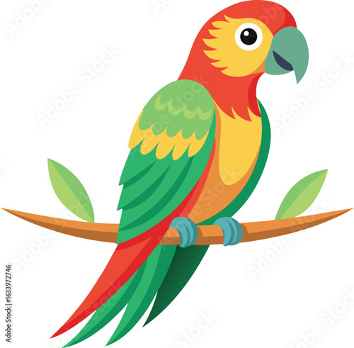 Le joli perroquet tropical coloré, un oiseau aux ailes vertes et jaunes, est un animal de la faune de la jungle