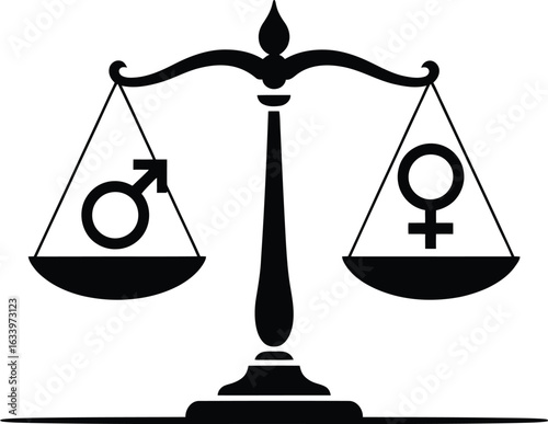 Vector Gender Equality Scales: A Balance with Male and Female Symbols.

