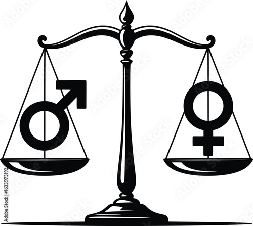 
Vector Gender Equality Scales: A Balance with Male and Female Symbols.

