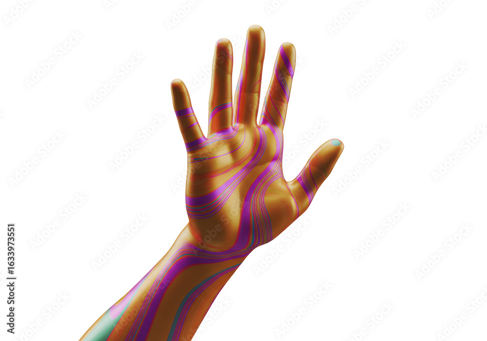 Fototapeta premium Isolated Abstract Hand with Swirling Colorful Patterns