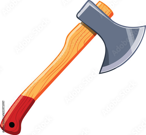 A sharp axe with a wooden handle, ready for chopping.