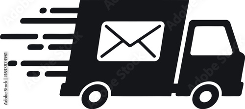 Fast delivery truck with mail icon