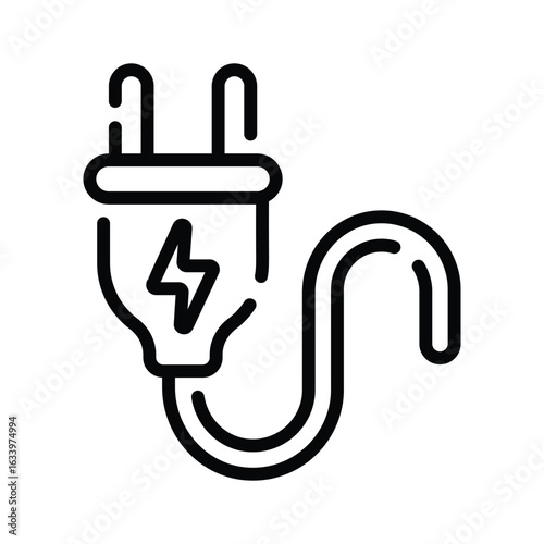 Creatively designed outline icon deciding electric plug