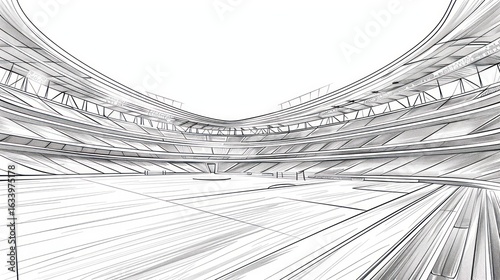 Architectural blueprint of a stadium