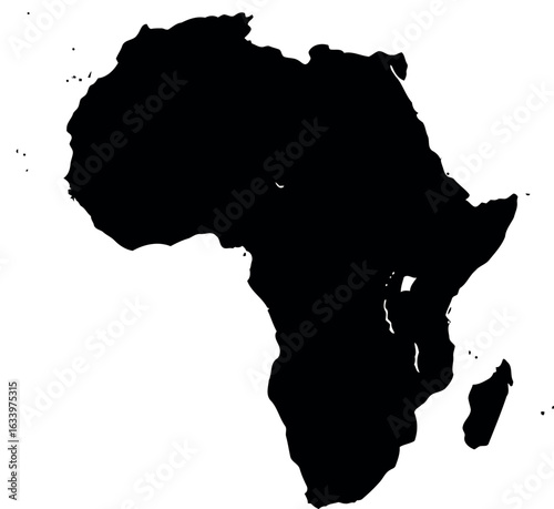 Africa continent silhouette black and white map icon