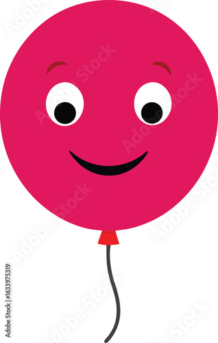 A black balloon with a friendly smile, adding a playful touch to the scene
