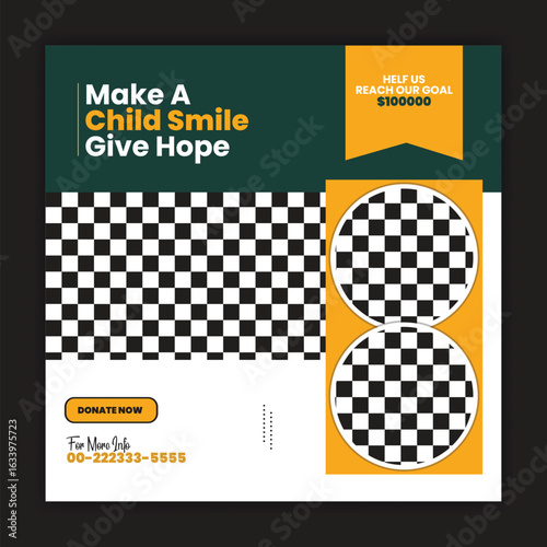 Charity or Fund raising social media template design 