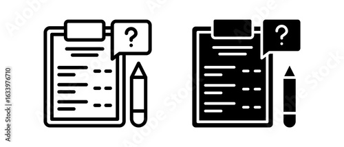 Questionnaire multiple icon set of two.line and glyph vector illustration