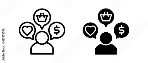 Consumer Behavior multiple icon set of two.line and glyph vector illustration