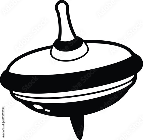 Vector illustration of a fun red and blue spinning toy on a white background, isolated on wood