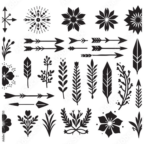 Arrows, floral designs vector elements