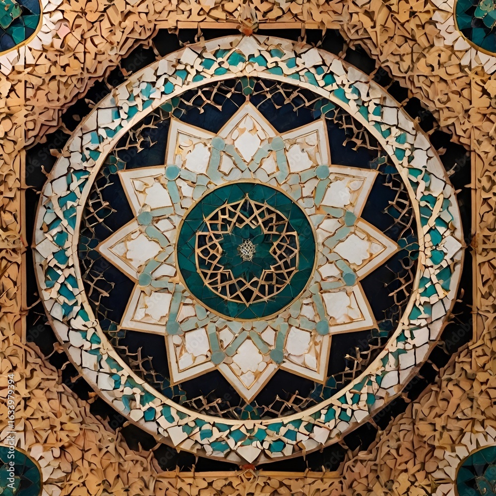 Naklejka premium Islamic geometric pattern with central white space