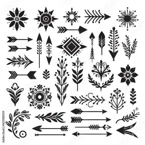 Arrows, floral designs vector elements