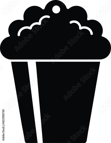 A smiling  popcorn bucket with eyes, radiating joy and fun vector