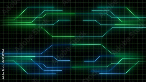 abstract technology background with neon lines seamless looping.lines abstract futuristic technology background. Seamless loop animation black background and 4k video animation.