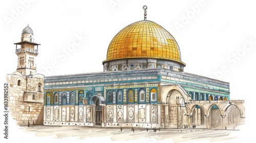 Hand-drawn illustration of the Dome of the Rock