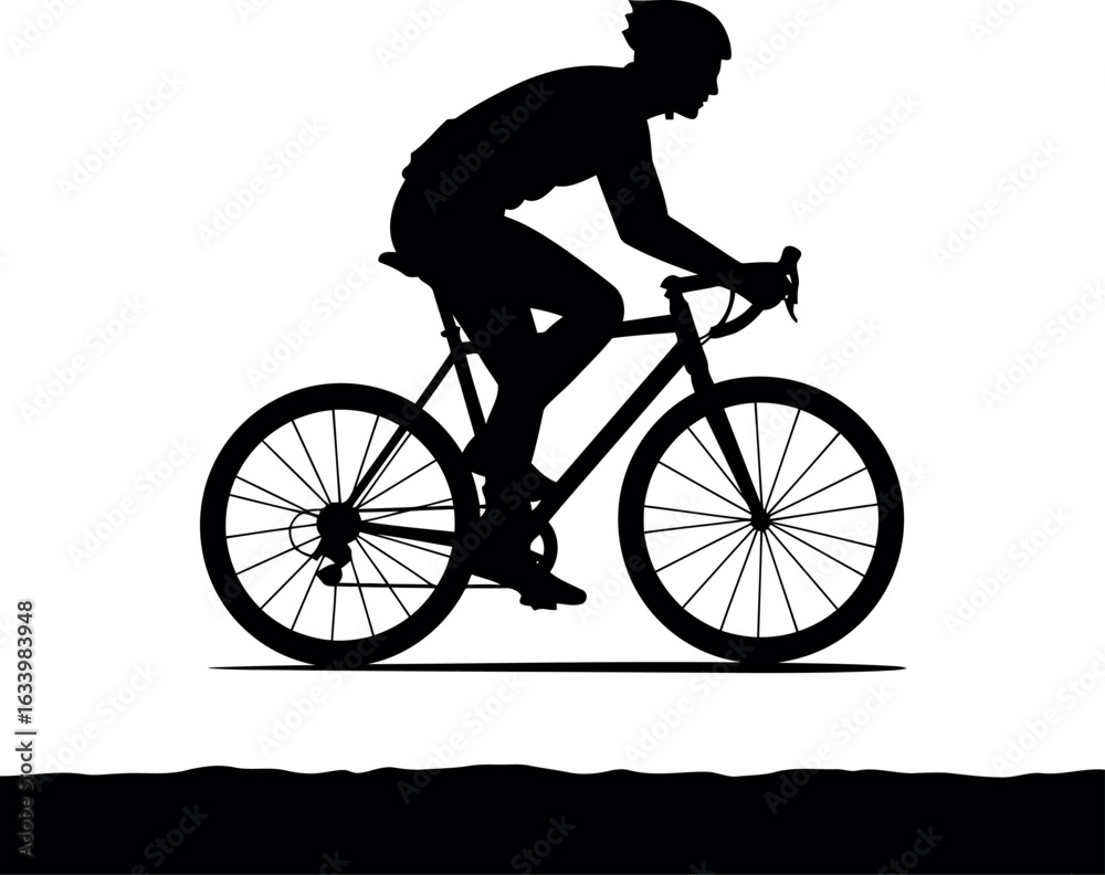 Obraz premium Silhouette cyclist riding bicycle dynamic action