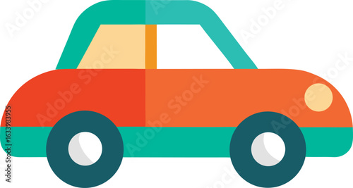 Image description: a drawing of a smiling taxi driving on a road, a street sign with the word taxi and an icon of a car I want you to use my instructions to make a sentence for naming this image here 