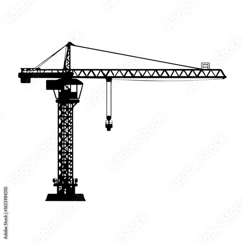 Tower Crane Silhouette Vector Illustration