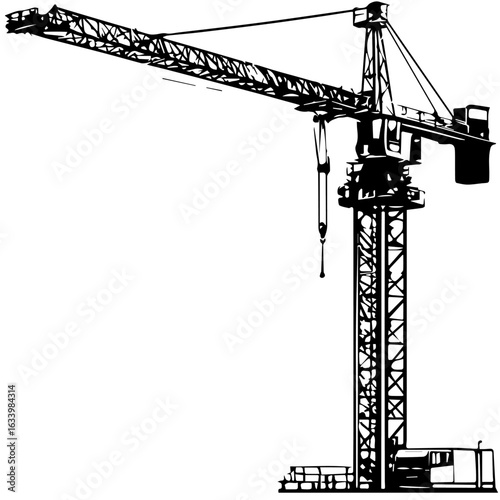 Tower Crane Silhouette Vector Illustration