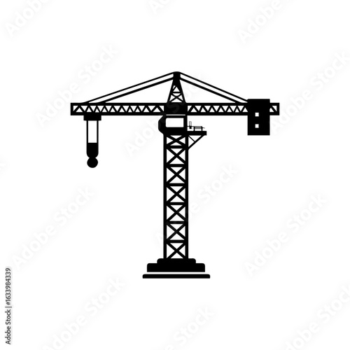 Tower Crane Silhouette Vector Illustration
