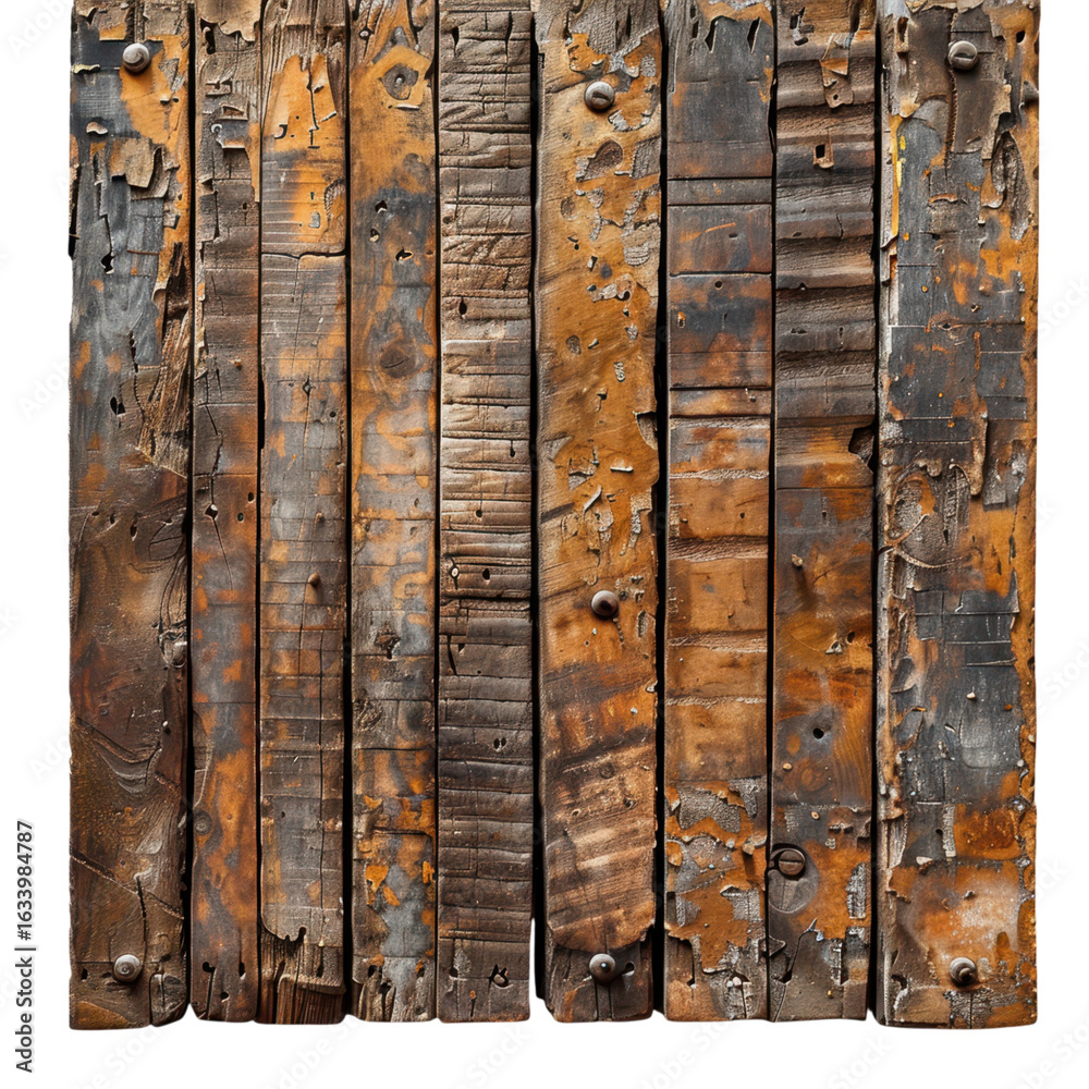 Fototapeta premium Abstract Texture of Weathered Wooden Planks with Rusty Nails