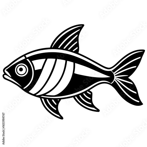 Simple Neon Tetra on White