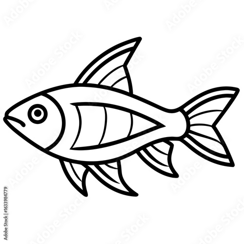 Simple Neon Tetra on White