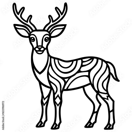 Minimal Tribal Deer Vector  Clean Line Animal Tattoo Design for Nature, Decor, Logo & Wild Art