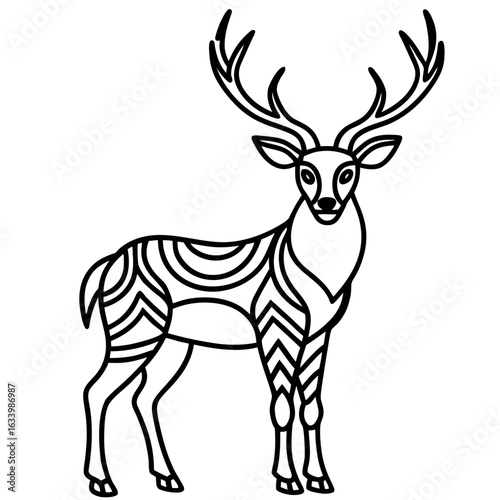 Minimal Tribal Deer Vector  Clean Line Animal Tattoo Design for Nature, Decor, Logo & Wild Art