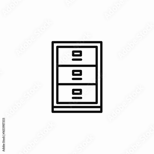 three drawer cabinet icon sign vector
