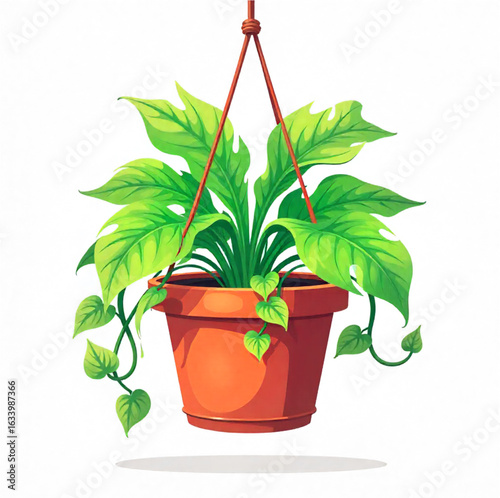 Swinging flower growing in a pot, creeper, hanging pot