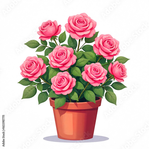 bouquet of roses in a pot